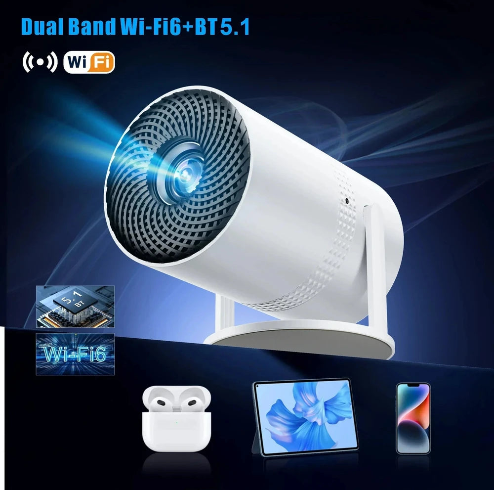 Salange P300 Mini Portable Projector – 4K Decoding, Android 11, WiFi & Bluetooth 5.1
