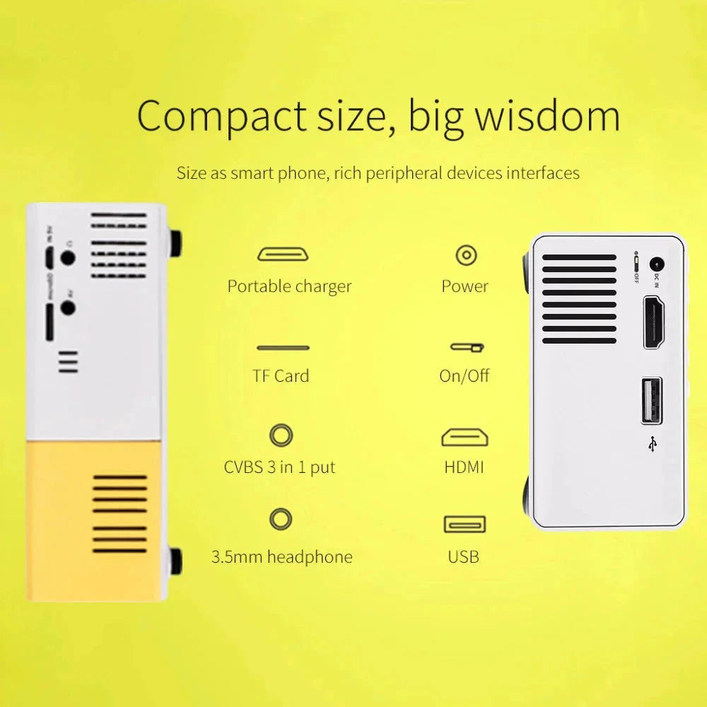 1080P Full HD Mini Projector – 4K Video Playback, Portable LED, HDMI & WiFi Connectivity