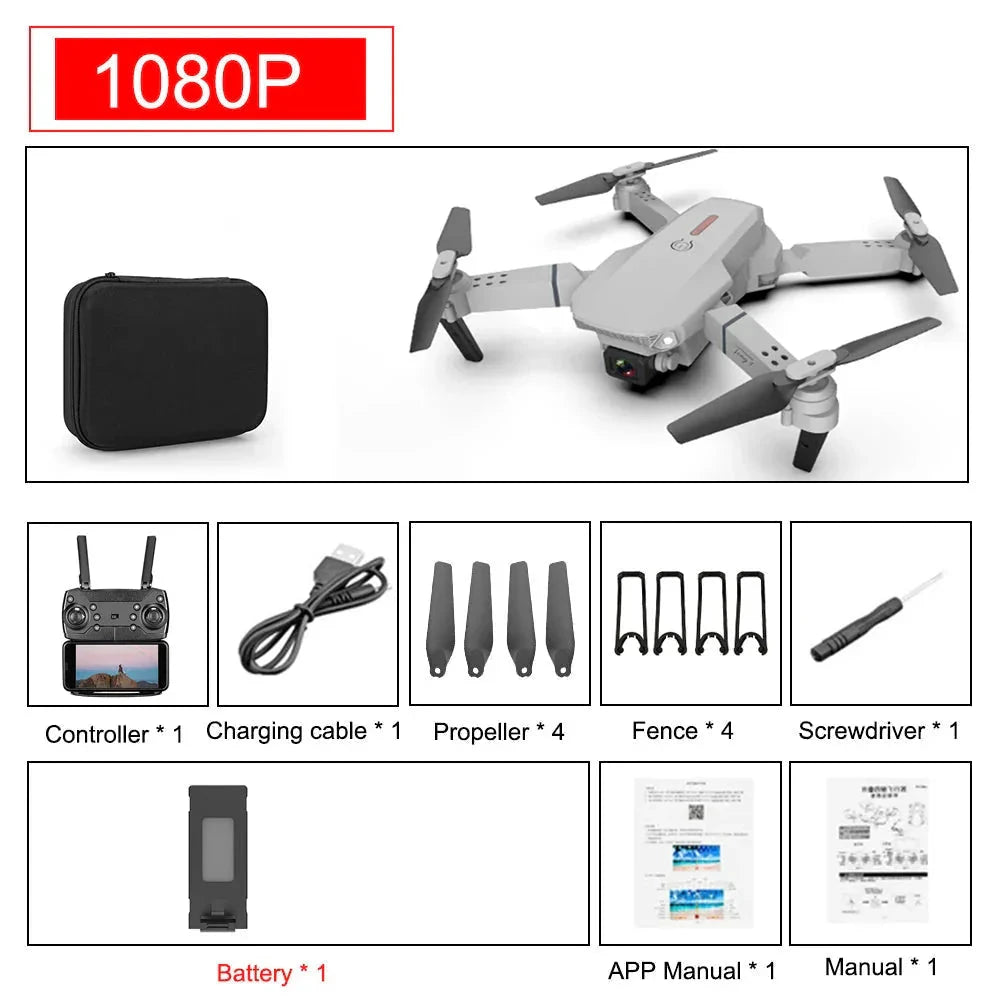 E88 Pro Foldable Drone with 4K Camera – WiFi FPV, Altitude Hold, Beginner-Friendly Quadcopter