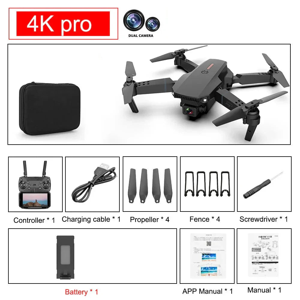 E88 Pro Foldable Drone with 4K Camera – WiFi FPV, Altitude Hold, Beginner-Friendly Quadcopter